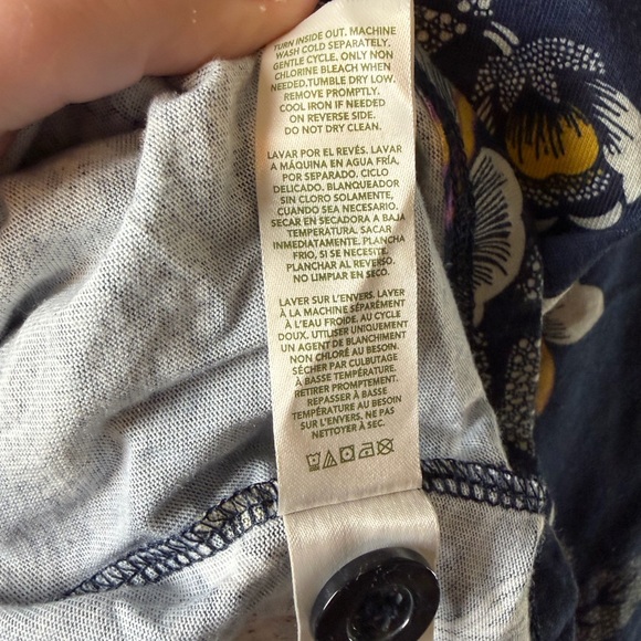 NWT Women’s Vera Bradley Floral 2 Pc Long Navy Floral Notch Pajama Set XXL - Picture 7 of 11